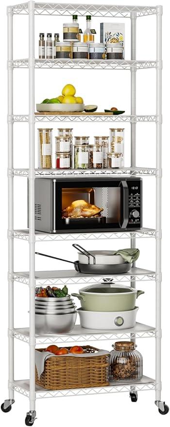 8 Tier Adjustable Storage Shelves Heavy Duty Metal Shelf Wire Shelving Unit Organizer Rack for Home Kitchen Office Pantry Room Bathroom Shelving Organizers and Storage Laundry - ModernBath