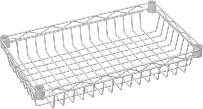 6 Tier Basket Shelf Wire Shelving Unit Adjustable Storage Shelves Big Basket Rack for Garage Kitchen Office Pantry Corner 17.2" Dx12.2 Wx63 H White - ModernBath