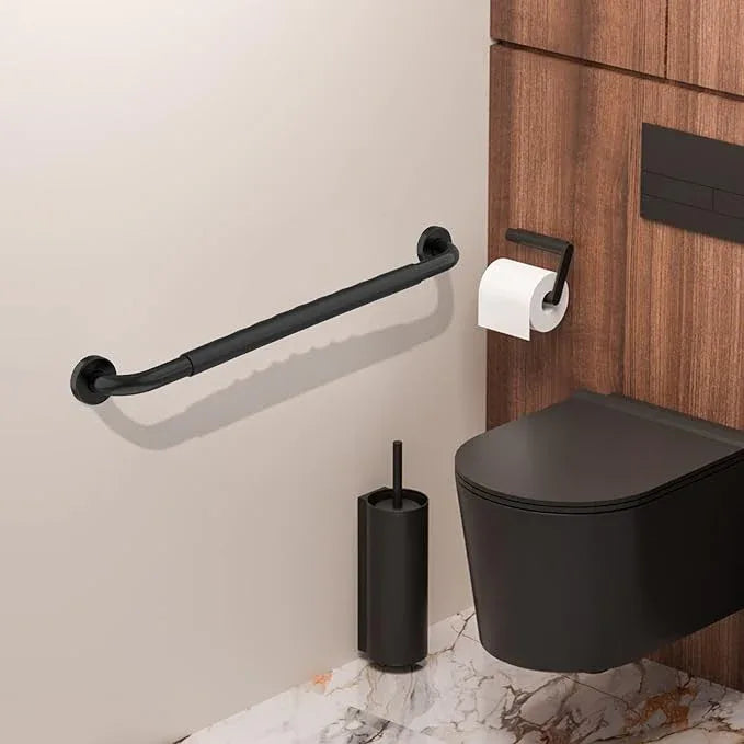 32 Inch Shower Grab Bar w/Anti Slip Rubber Grip, Munzong Black Stainless Steel Bathroom Grab Bar, Bathroom Balance Bar,Safety Handrail Support,Handicap Injury Elderly Senior Assist Bath Handle - ModernBath