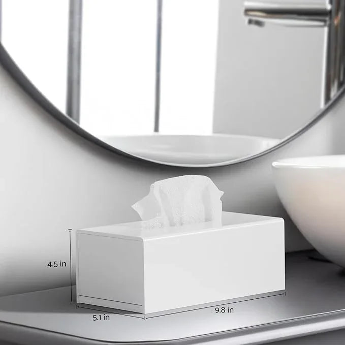 HIIMIEI Tissue Box Cover, Acrylic Tissue Holder Napkin Dispenser for Home Office Restaurant Desk Decor, White Rectangular 9.8x5.1x4.5'' - ModernBath