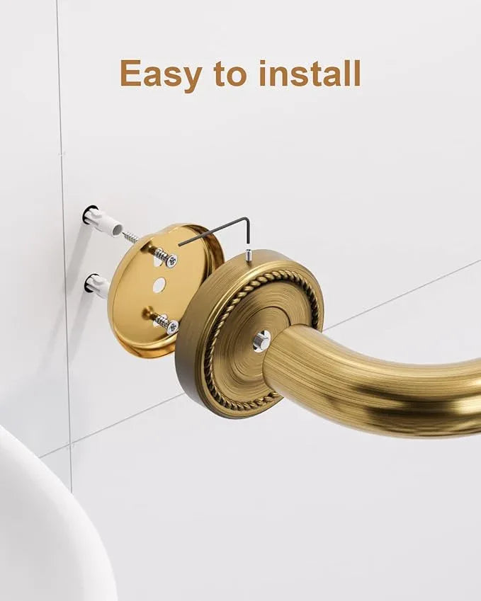2 Pack 20 Inch Bronze Shower Grab Bar Gold, Munzong Antique Brass Bathroom Grab Bar w/Anti-Slip Knurled Grip, Safety Balance Bar Bath Hand Rail Support Handicap Injury Elderly Senior Assist Handle - ModernBath