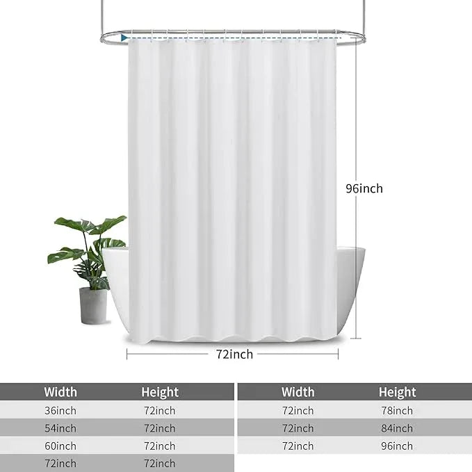 THAIGEE 2-in-1 Waterproof Extra Long Fabric Shower Curtain or Liner,Linen Textured,96 Inch Breathable TPU & Washable Bathroom Shower Curtain Set with 12 Plastic Hooks,Modern,72"x96",White - ModernBath