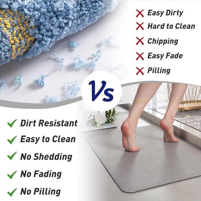 MontVoo -Bath Mat-Rubber Backing Non SlipThin Bathroom Rugs Fit Under Door- Quick Dry Absorbent Faux Suede Surface Grey Bathroom Floor Mats-Shower Rug for in Front of Bathtub Shower Gray 16x24 - ModernBath