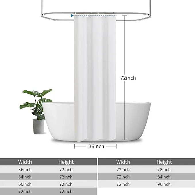 THAIGEE 2-in-1 stall Fabric Shower Curtain or Liner,Breathable TPU & Washable,36Wx72H Narrow Linen Textured Bathroom Shower Curtain Set with 6 Plastic Hooks,Modern,36"x72",White - ModernBath