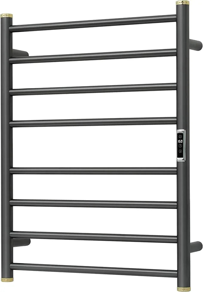 Electric Towel Warmer Rack,Heating Towel Warmer,Timer & Temperature Control,Wall-Mounted Plug-in for Bathroom,Gunmetal Grey,Stainless Steel,8-Bar(27.56x20.87x4.41in) - ModernBath