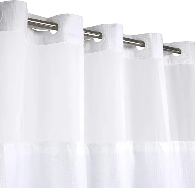 River Dream Stall Heavyweight No Hooks Required Dotted Waffle Weave Shower Curtain with Snap in Liner- 54W x 80H,Hotel Grade,Spa Like Bath Curtain,White - ModernBath