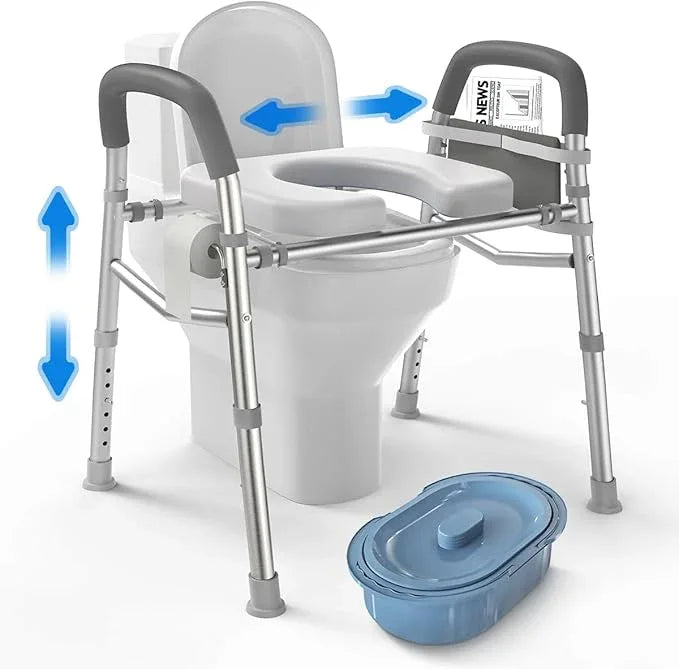 Delog Raised Toilet Seat with Handles, Heavy Duty 400lb Medical Safety Frame, Bathroom Assist Toilet Seat Raiser for Seniors - ModernBath