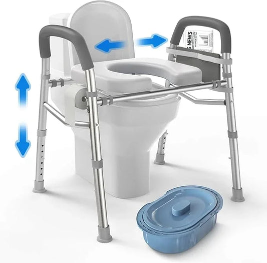 Delog Raised Toilet Seat with Handles, Heavy Duty 400lb Medical Safety Frame, Bathroom Assist Toilet Seat Raiser for Seniors - ModernBath