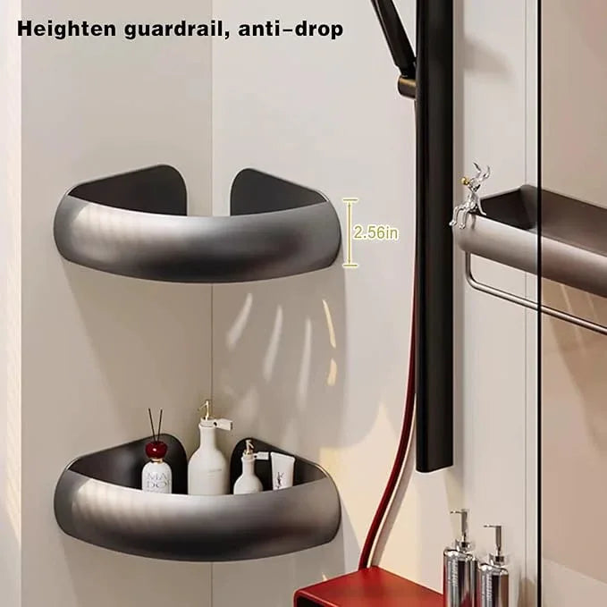 VOLPONE Corner Shower Caddy with Razor Holder Adhesive Shower Shelf Corner No Drilling (adhesive mounting, no suction cup) Bathroom Shower Organizer Storage Rack (2-Pack, Black) - ModernBath