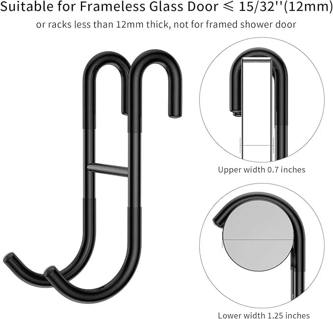 Black 14-Inches Stainless Steel Shower Squeegee Set, Include Shower Door Hook, Adhesive Hook and Spare Silicone Blade, Window Squeegee for Shower Glass Door, Bathroom, Mirror, Window and Car Glass - ModernBath