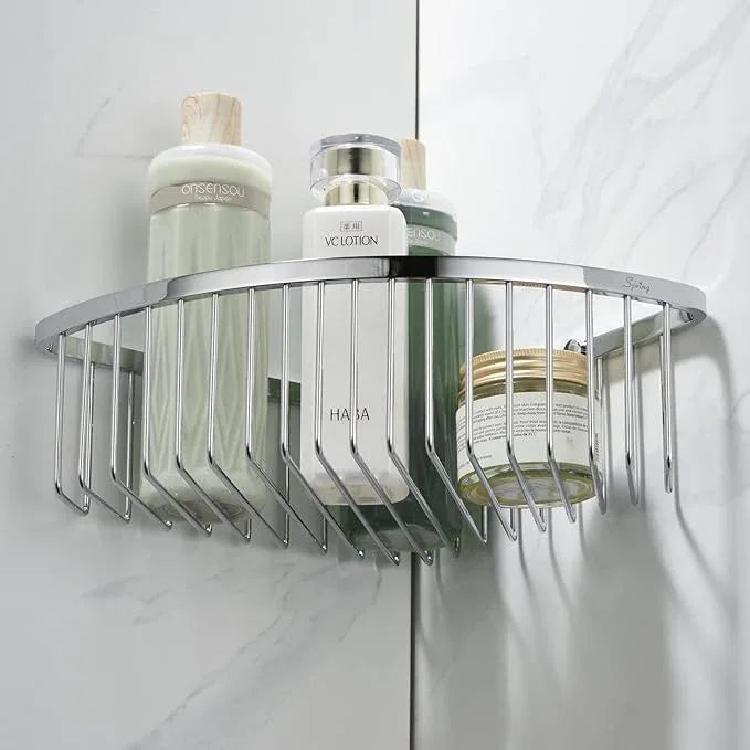 Segistan Corner Shower Caddy Organizer, SUS304 Stainless Steel Heavy Duty Rust-Proof Shelf Organizer, Wall Mounted Storage Rack for Bathroom, Brushed Chrome - ModernBath