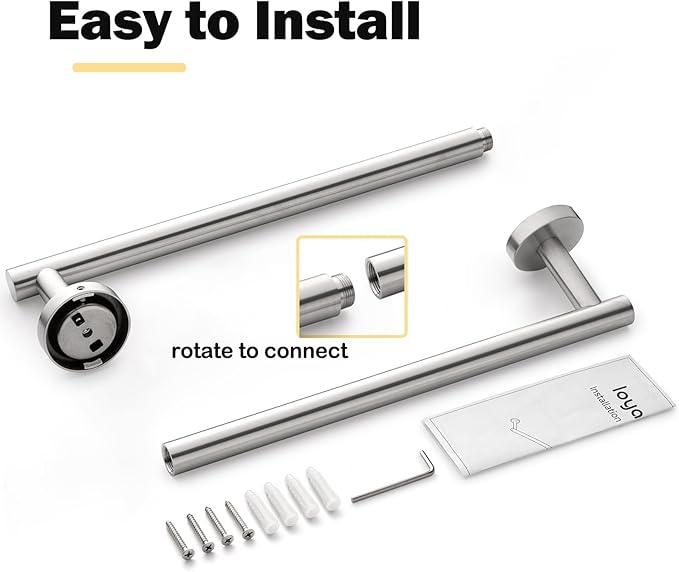 Bath Towel Bar, 20 Inch Towel Racks for Bathroom Wall Mounted, Heavy Duty Bathroom Towel Holder Organizer, Stainless Steel Modern Home Decor Towel Rod, Brushed Nickel - ModernBath