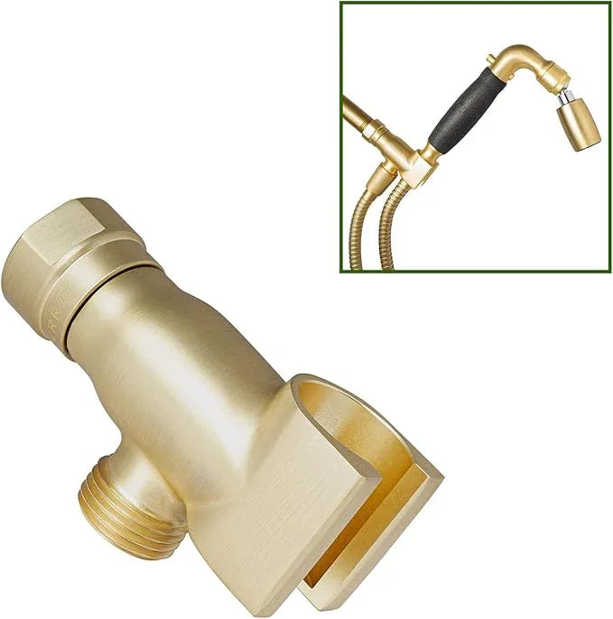 High Sierra® - Solid Metal Standard Handheld Shower Holder. Brushed Gold Finish - ModernBath