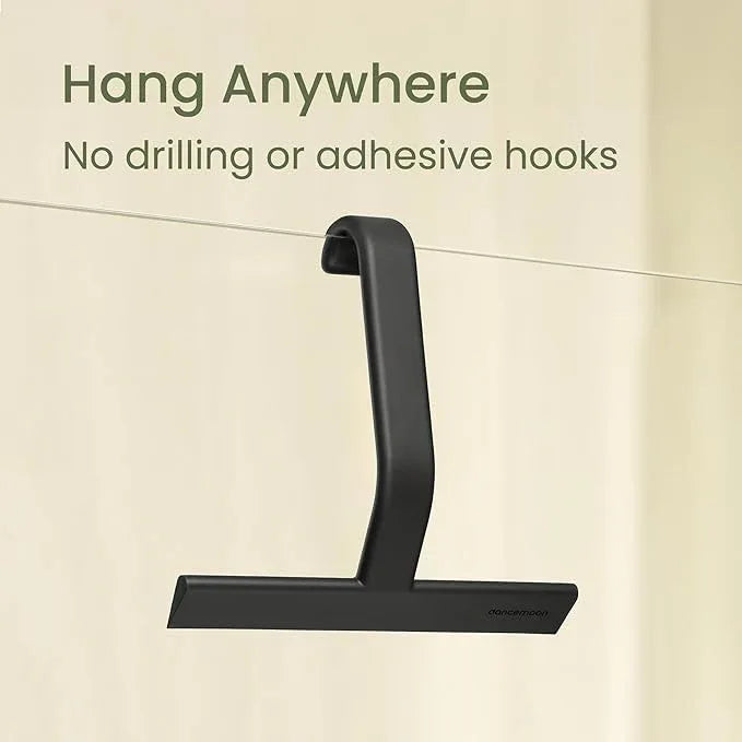 dancemoon JustHang Shower Squeegee for Glass Doors, All-One-Piece Silicone with Built-in Hook Design for Easy Hanging and Cleaning, 10 Inch Black - ModernBath