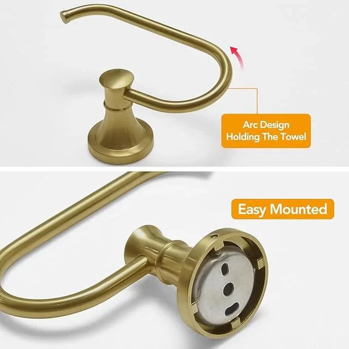 BESy Brushed Gold Toilet Tissue Paper Holder Brushed Gold Bathroom Accessories Toilet roll Paper Hanger, Wall Mounted, Rustproof - ModernBath
