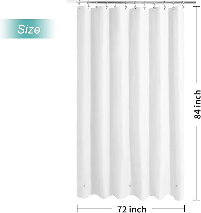 Mrs Awesome Extra Long Shower Curtain Liner with 3 Magnets, Long White PEVA Plastic Shower Curtain for Bathroom Waterproof, 72 x 84, White - ModernBath