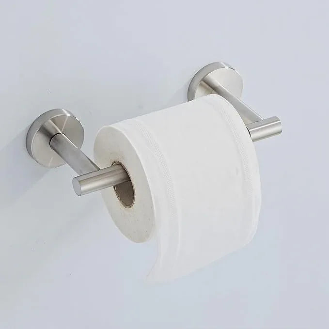 Toilet Paper Holder Wall Mount, Brushed Nickel Bathroom Toilet Paper Holder for SUS 304 Stainless Steel, Double Post Pivoting Toilet Paper Roll Holder for Bathroom RV Paper Towels for TP - ModernBath