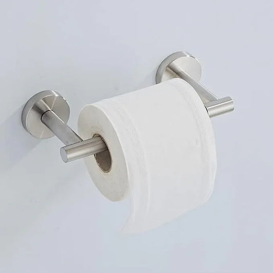 Toilet Paper Holder Wall Mount, Brushed Nickel Bathroom Toilet Paper Holder for SUS 304 Stainless Steel, Double Post Pivoting Toilet Paper Roll Holder for Bathroom RV Paper Towels for TP - ModernBath