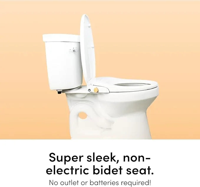 TUSHY Oasis Non-Electric Warm Water Bidet Seat (Round) | Self-Cleaning Dual Nozzles, Adjustable Temp & Pressure | 10-Min DIY Install, Soft-Close Lid, Sleek Design, Spa-Like Comfort, Platinum Knob - ModernBath