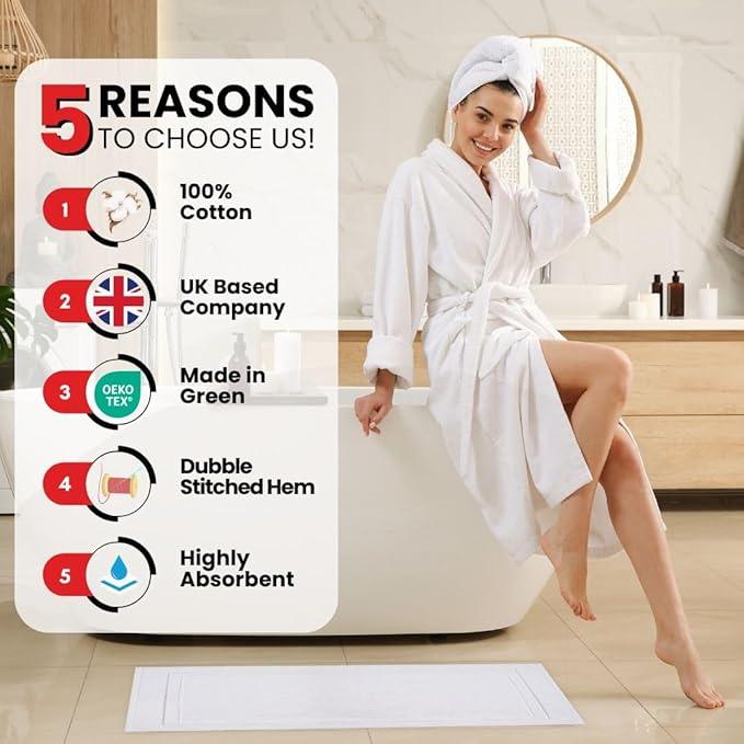 Infinitee Xclusives Premium Cotton Bath Mats for Bathroom – Pack of 2 | 34x22 Inches | Ultra Soft, Super Absorbent, Non-Slip, Machine Washable Mats (White) [Not a Rug] - ModernBath