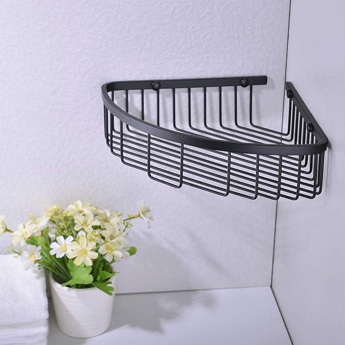 orhemus 304 Stainless Steel Shower Caddy Corner Basket Shelf Bathroom Organizer Wall Mounted Storage, Matte Black Plated Finish Heavy Duty - ModernBath