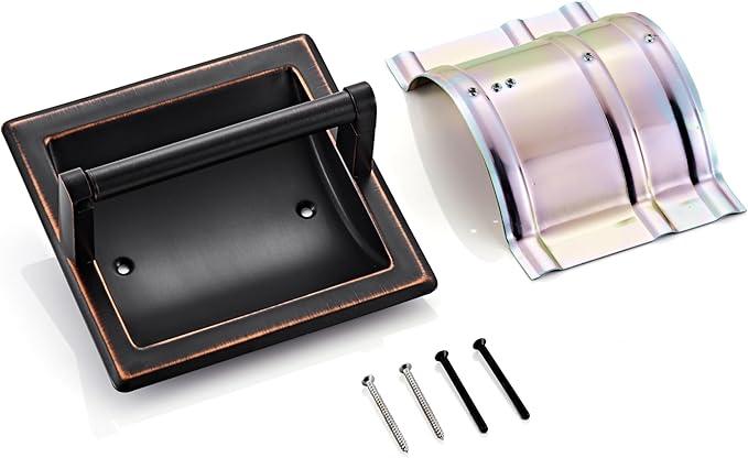 Toilet Paper Holder 2 Pack, Recessed Pivoting Toilet Paper Holder Wall Mount Stainless Steel for Large Rolls in Bathroom (Oil Rubbed Bronze) - ModernBath