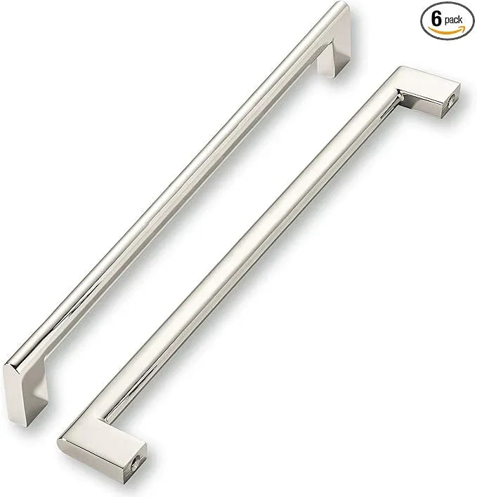 khtumeware 12 Inch Hole Center 6 Pack Polished Nickel Cabinet Pulls Heavy Duty Solid Kitchen Drawer Handle, Hardware for Bathroom, Drawer, Cabinet, Door Cabinet - ModernBath