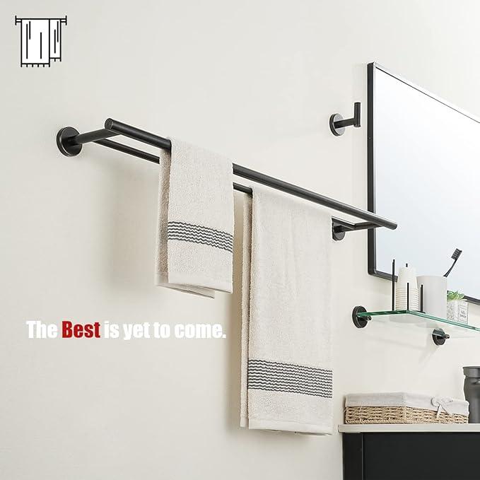 JQK Double Bath Towel Bar, Oil Rubbed Bronze 33 Inch 304 Stainless Steel Thicken 0.8mm Towel Rack for Bathroom, Towel Holder Wall Mount, Useable Length 30 Inch, TB100L30-ORB - ModernBath