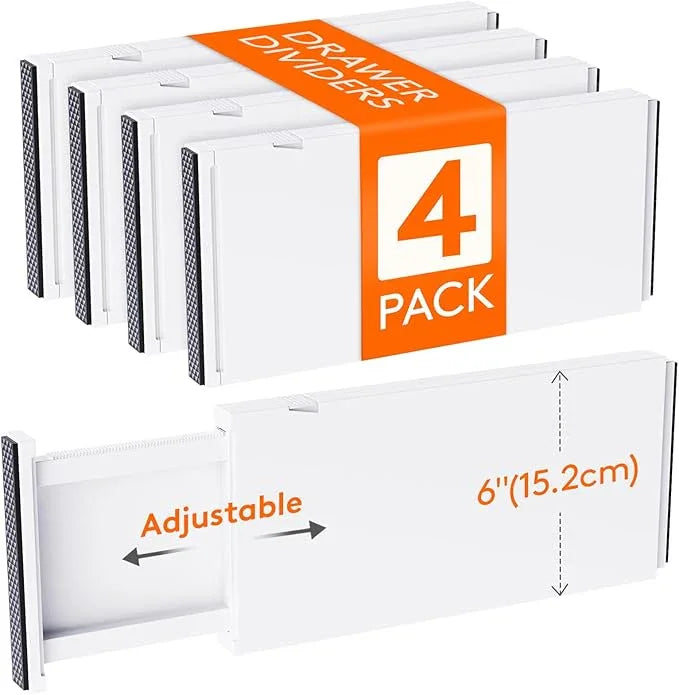 Lifewit 4 Pack Drawer Dividers Plastic 6" High, 13.5-22" Adjustable Drawer Organizers for Clothes, Expandable Dresser Separators in Bedroom/Bathroom/Kitchen/Fridge/Office Organization and Storage - ModernBath