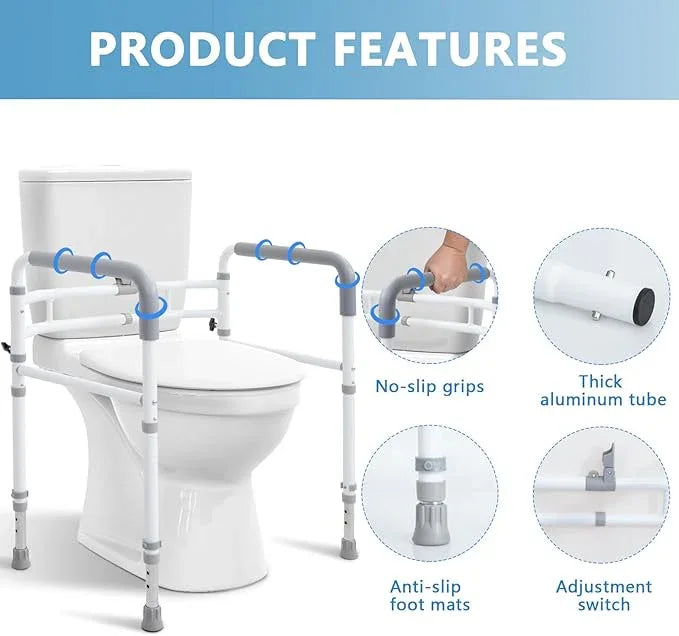 WeHwupe Toilet Rails - Toilet Safety Rail for Elderly Adults - Adjustable Bathroom Toilet Handles - Toilet Safety Frame & Rails - Toilet Grab Bars for Senior, Handicap & Disabled,Fits Most Toilets - ModernBath