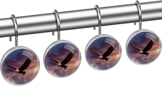 Flying Eagle Shower Curtain Hooks Rings, Stainless Steel Rust Proof Shower Curtain Hooks, Decorative Shower Hooks for Bathroom Shower Rods Curtains, Set of 12 - ModernBath