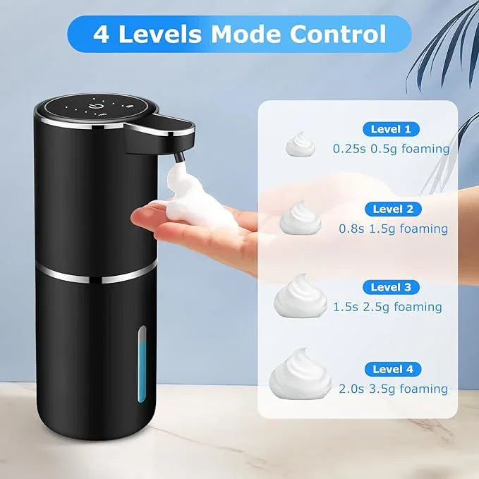 Automatic Foaming Soap Dispenser,Touchless Soap Dispenser with 4 Adjustable Foam Levels,Wall Mounted and USB Rechargeable,12.8oz Large Capacity for Bathroom,Kitchen Sink,Dish Soap(Black) - ModernBath
