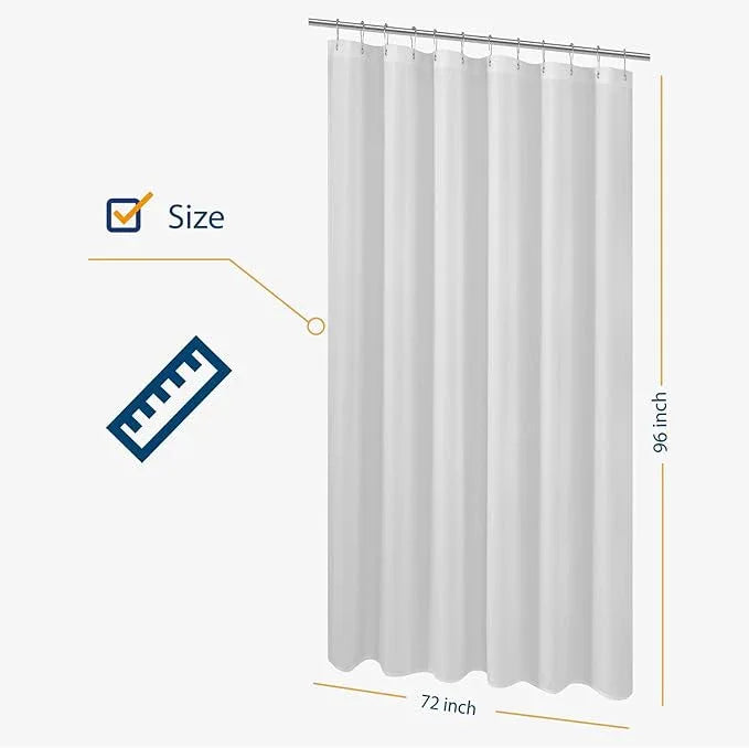 N&Y HOME Extra Long Shower Curtain Liner Fabric 72 x 96 inches, Hotel Quality, Washable, Water Repellent, White Spa Bathroom Curtains with Grommets, 72x96 - ModernBath