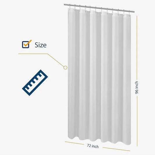 N&Y HOME Extra Long Shower Curtain Liner Fabric 72 x 96 inches, Hotel Quality, Washable, Water Repellent, White Spa Bathroom Curtains with Grommets, 72x96 - ModernBath