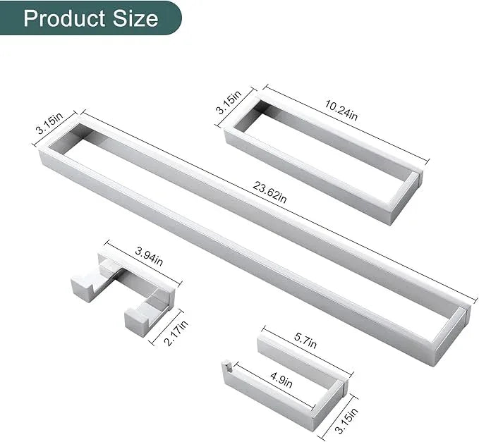 TNOMS 4-Pieces Bathroom Hardware Set, Polished Chrome Towel Bar Set, Wall Mounted Stainless Steel Bathroom Hardware Accessories Set, 23.6 inch - ModernBath