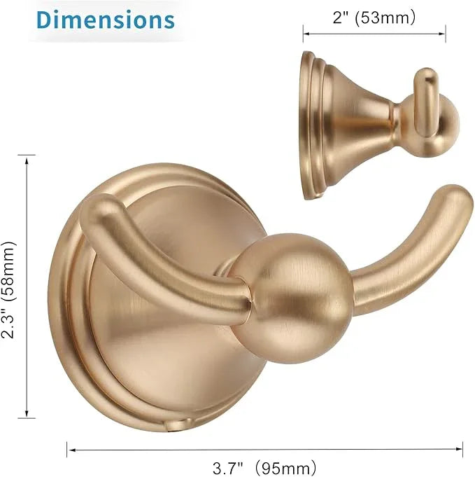 FILTA Bathroom Towel Hooks, Brushed Brass Robe & Towel Hooks for Wall Mounted, Traditional Towel and Robe Hooks for Hanging Towels, Bath Towel Holder for Shower(2 Pack) - ModernBath