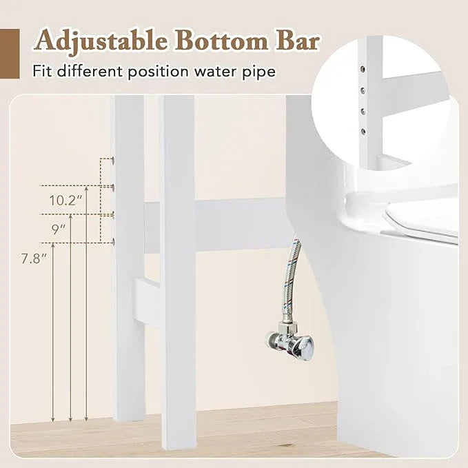 Giantex Over The Toilet Storage Cabinet with 2 Drawers, Over Toilet Bathroom Organizer with 2 Open Shelves, Freestanding Space Saver Above Toilet for Restroom, White - ModernBath