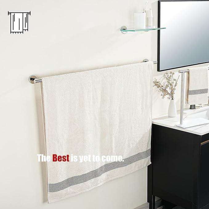 JQK Bath Towel Bar Chrome, 36 Inch 304 Stainless Steel Thicken 1mm Single Towel Rack for Bathroom, Towel Holder (Polished Chrome) Wall Mount, 39 in Total Length, TB110L36-CH - ModernBath