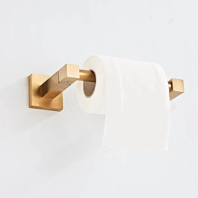 Brushed Gold Toilet Paper Holder Wall Mount, Bathroom Toilet Paper Holder for SUS 304 Stainless Steel, Double Post Pivoting Square Toilet Paper Roll Holder for Bathroom RV Paper Towels for TP - ModernBath