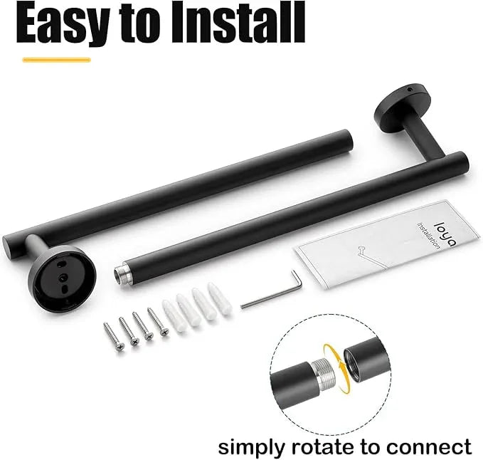 Bath Towel Bar, 20 Inch Towel Racks for Bathroom Wall Mounted, Heavy Duty Bathroom Towel Holder Organizer, Stainless Steel Modern Home Decor Towel Rod, Matte Black - ModernBath