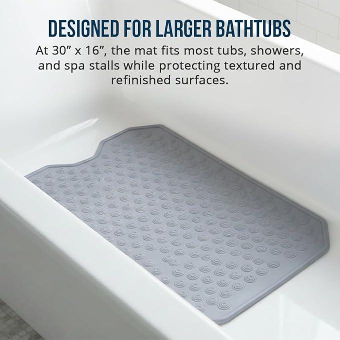 The Original Refinished Bathtub Mat - No Suction Cup Bath Mat, Designed for Textured and Refinished Bathtubs Made of Rubber Not Cheap Plastic, Great for Children and Elderly (White) - ModernBath