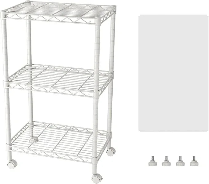 SINGAYE 3 Small Shelves Storage Shelf Wire Shelving Unit Metal Shelf Adjustable Organizers Storage Shelving with Wheels for Bathroom Laundry Room Kitchen Pantry - ModernBath