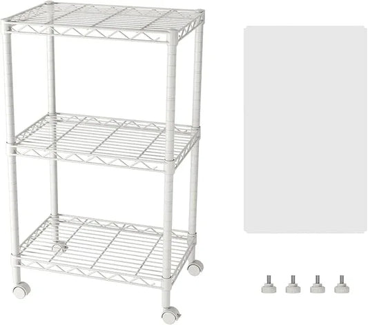 SINGAYE 3 Small Shelves Storage Shelf Wire Shelving Unit Metal Shelf Adjustable Organizers Storage Shelving with Wheels for Bathroom Laundry Room Kitchen Pantry - ModernBath