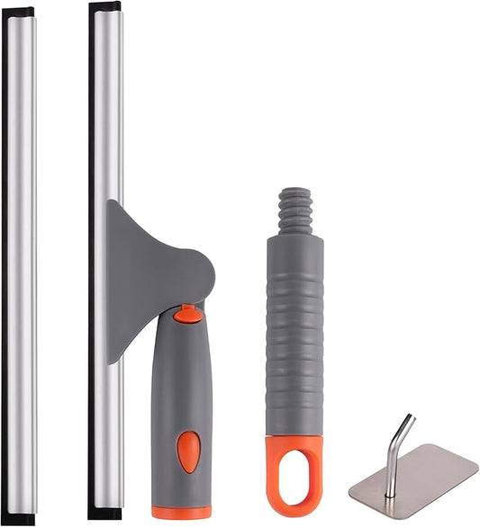 ITTAHO Swivel Shower Squeegee for Glass Doors, All-Purpose Anti-Slip Window Squeegee with 2 Blades, Window Cleaner Tool Bathroom Squeegee for Shower Doors, Tile Shower Walls，Mirrors,Car Windshields