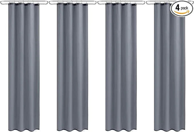 Nasitos Shower Curtain Liners 4 Pack - W36 x H72 - Washable & Water Resistant Fabric Bath Shower Liners for Narrow Stall, Stand Up Shower Stall, RV, Camper (Grey, Magnets Included) - ModernBath