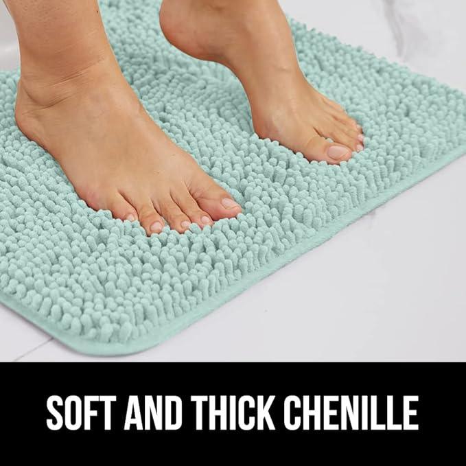 GORILLA GRIP Bathroom Rug Sets, Soft Chenille 2 Piece Area Rugs Set, Toilet Base Mat and 30x20 Carpet, Absorbent Microfiber Washable Mats Dry Quickly, Home Décor and Bath Room Accessories, Seablue - ModernBath