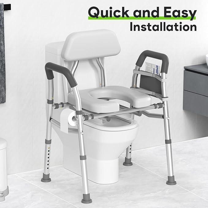 Raised Toilet Seat with Handles 400lb - Adjustable 3 in 1 Commode Chair for Toilet with Arms, Toilet Riser with Handles, Toilet Chair Over Toilet, Handicap Toilet Seat - ModernBath
