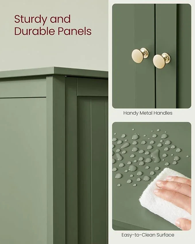 VASAGLE Floor Storage Cabinet, Freestanding Storage Unit with 2 Adjustable Shelves, for Bathroom Living Room Dining Kitchen, 11.8 x 23.6 x 31.5 Inches, Forest Green UBCB060C01 - ModernBath