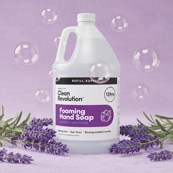 Clean Revolution Foaming Hand Soap Refill Supply Container. Ready to Use Formula. Natural Lavender Fragrance, 128 Fl. Oz - ModernBath