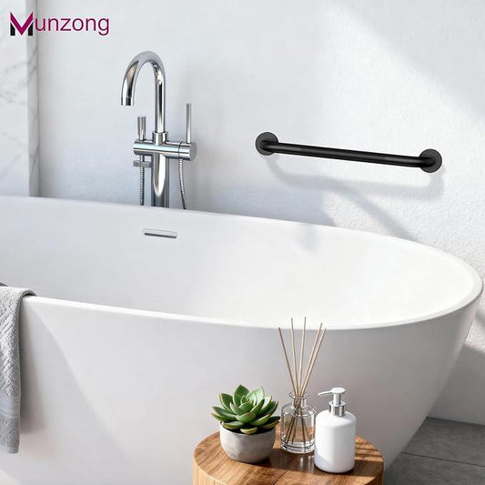 12 Inch Anti Slip Shower Grab Bar, Munzong Oil Rubbed Black Bathroom Grab Bar for Bathtubs and Showers, Knurled Handicap Balance Bar,Safety Hand Rail Support Elderly Senior Assist Bath Handle - ModernBath